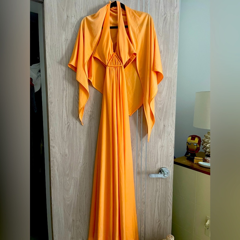 Vintage 1970s mod halter dress orange
